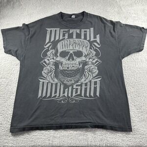 Vintage Metal Mulisha Shirt Mens XL Black Gray Skull Militia MMA Grunge‎ Y2K